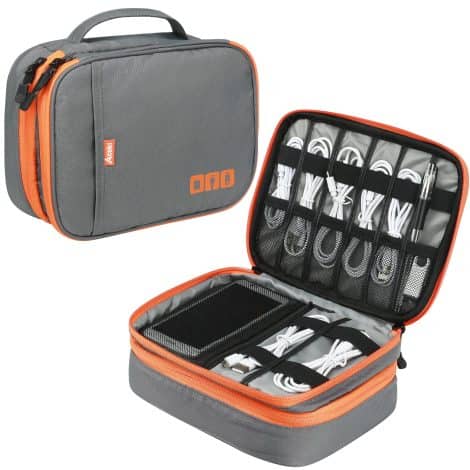 Acoki Travel Carry Bag: Compact case for storing electronic accessories, cables, and devices like Kindle and iPad mini.