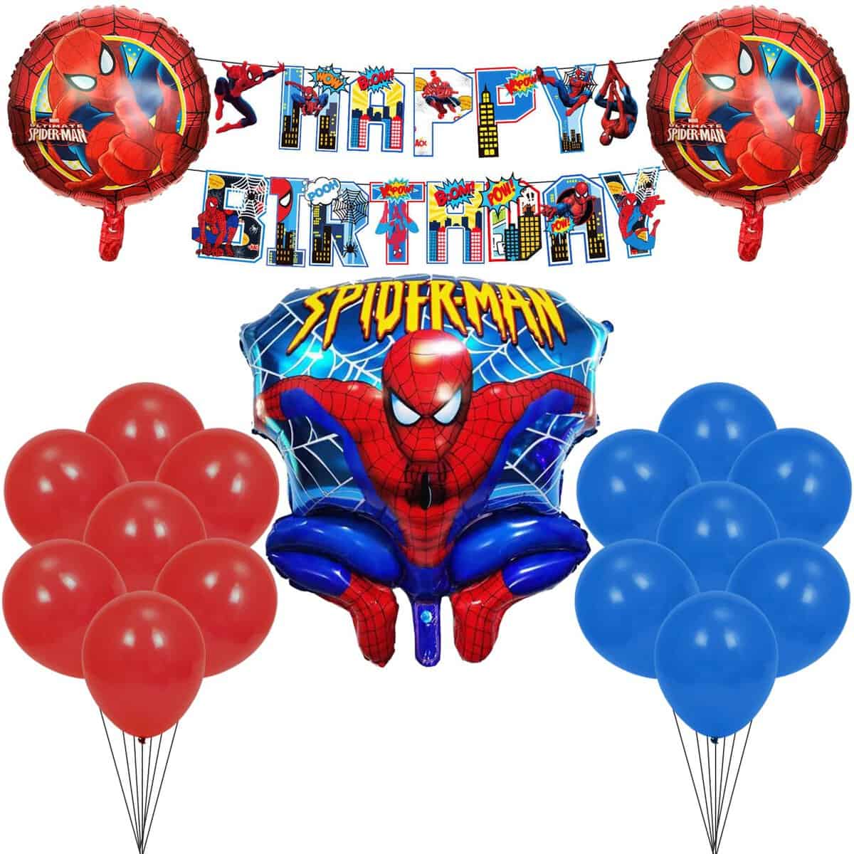 Superhero party 18pc decorations supplies|spiderman party decorations|superman party balloons spiderman birthday banner spiderman party supplies|fortnite avengers birthday decorations