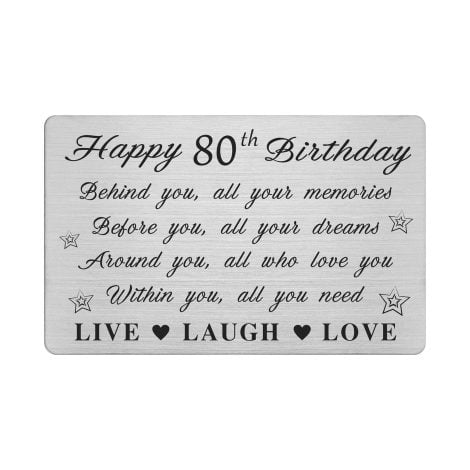 Custom Engraved Wallet Card – Brings Memories for 80th Birthday – Perfect Gift for 80-Year-Olds!