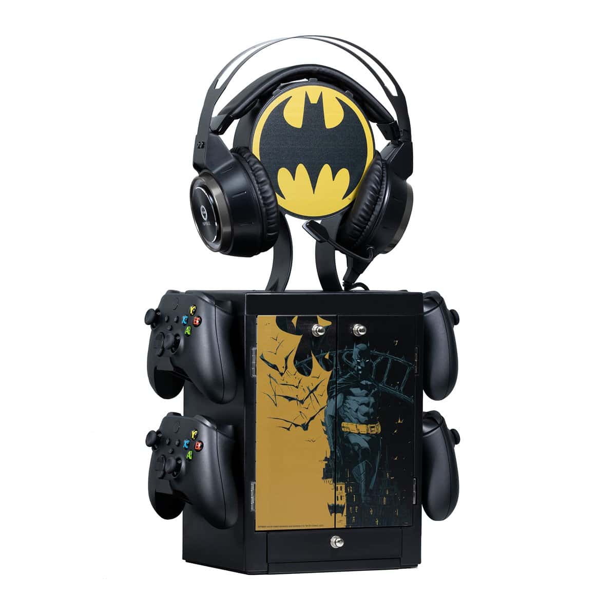 Numskull Official Batman Gaming Locker, Controller Holder, Headset Stand for PS5, Xbox Series X S, Nintendo Switch - Official DC Comics Merchandise