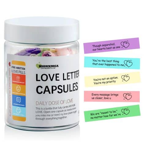 HIONXMGA Love Capsules in a Bottle: 60 Pre Written Messages for Long Distance Relationships, Perfect Gift for Valentines, Anniversaries, Birthdays.