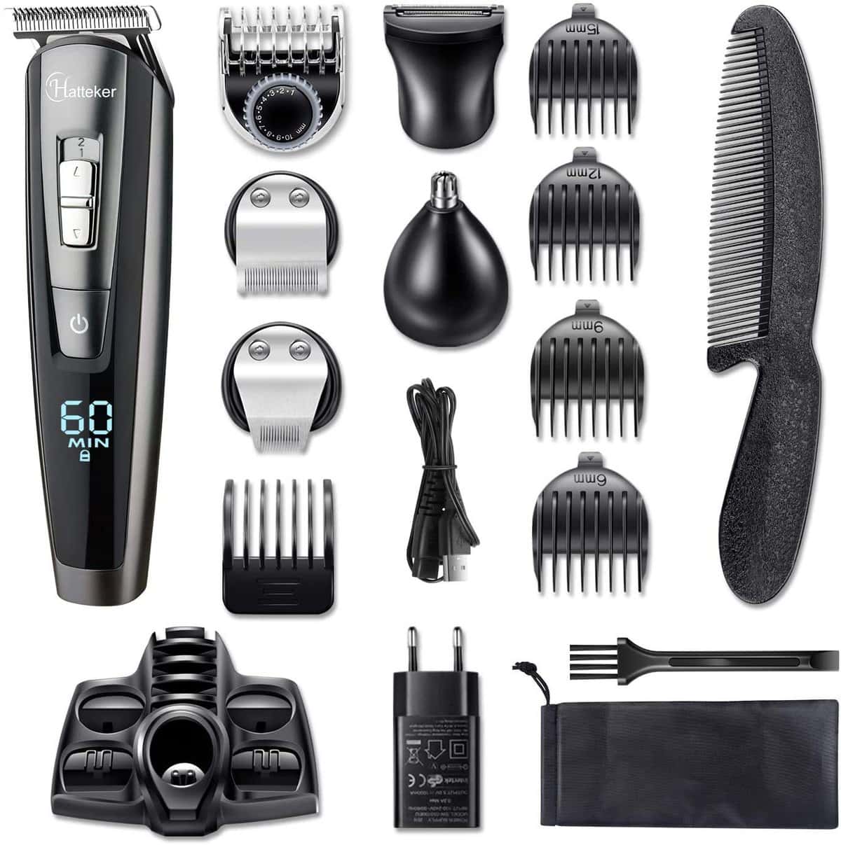 Hatteker Mens Beard Trimmer Grooming kit Cordless Hair trimmer Mustache trimmer Precision Trimmer Nose Hair Trimmer Waterproof 5 In 1