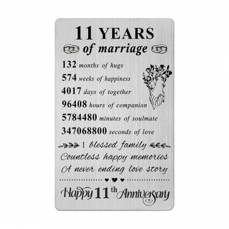 Happy 11th Anniversary! Resdink Card Gifts for Him/Her, a perfect way to celebrate your 11 year wedding anniversary.