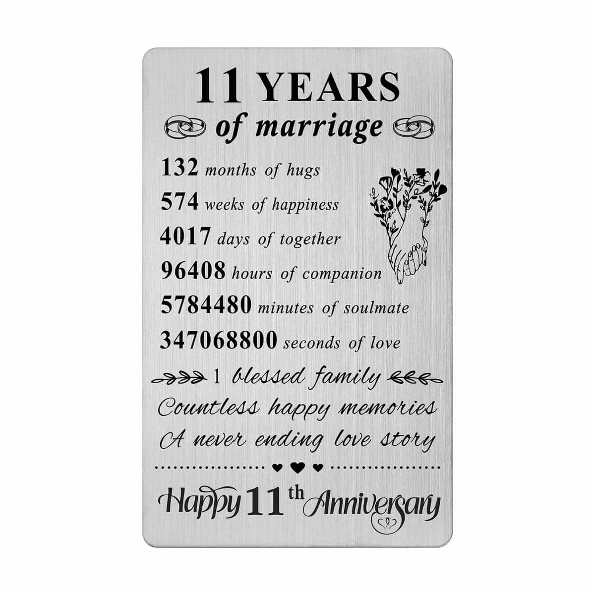 Resdink 11th Anniversary Card Gifts for Her Him Men Women, 11 Year Wedding Anniversary Card for Husband Wife, Happy 11th Anniversary Present, Gift Ideas for 11 Year Anniversary