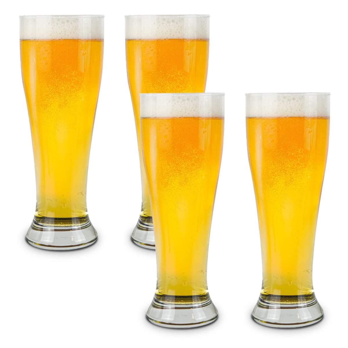 brimley 16oz Nucleated Pilsner Beer Glasses Set of 4 - Craft Beer Drinking Glasses Set for Pilsners & Other Lighter Beers - Dishwasher Safe/Freezer Safe Glass Pint Glasses - Beer Gifts/Alcohol Gifts