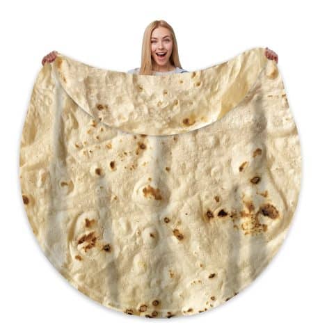 Giant Double-Sided Tortilla Blanket: Realistic, Funny, Personalized Throw; Soft, Yellow Flannel; Fun Gift, 60 inches, for All!