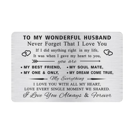 EngraveaCard Metal Wallet: Thoughtful gift for your husband – perfect for Valentine’s, anniversaries, Father’s Day, or Christmas.