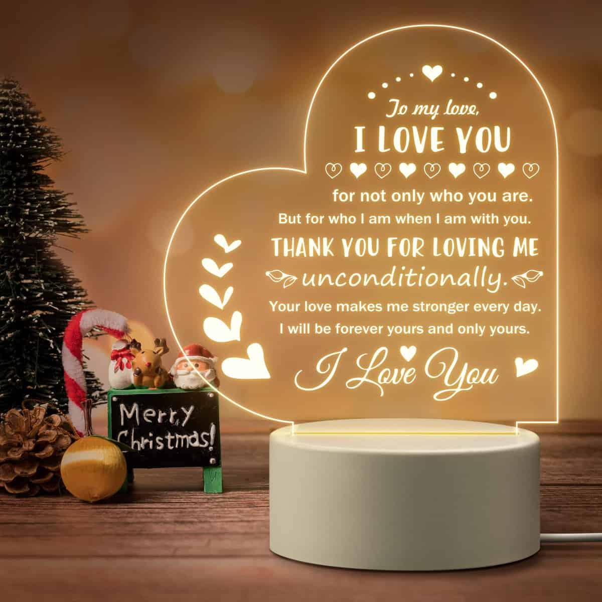 Glydein Romantic Gifts for Her Anniversary, Birthday Wife Husband Girlfriend Boyfriend - to My Love Beautiful Packed Night Light Best Valentine's Day Christmas I You Him