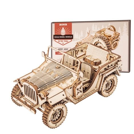 ROKR 3D Wood Puzzle: Build mechanical car model kits, perfect gift for kids on birthday or Christmas.