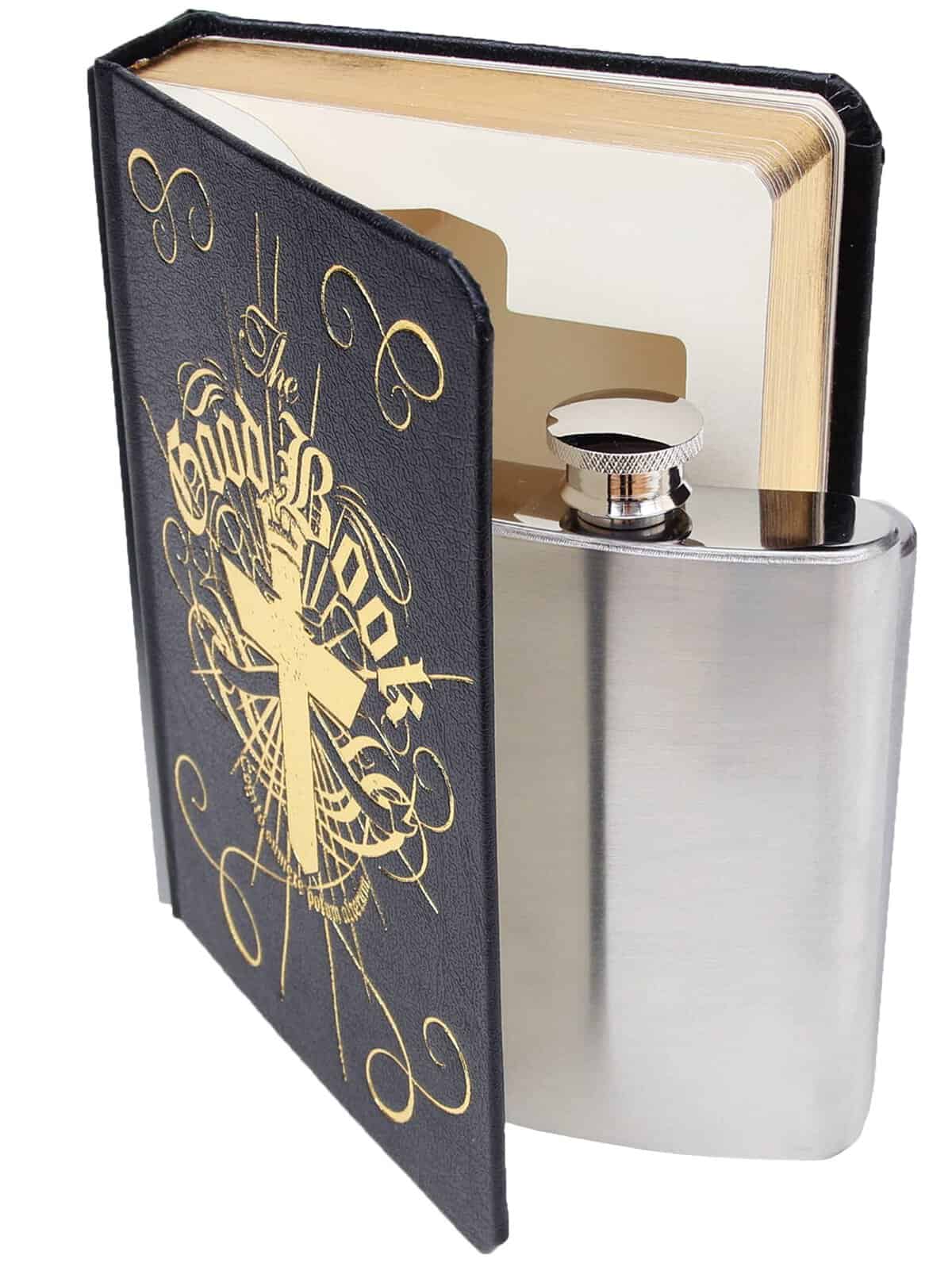 UK Stainless Steel 4 Oz Hip Flask Hip Flask In A Book Hidden Flasks For Liquor To Smuggle Your Booze Groomsmen Gifts For Men Secret Flask & Funny Alcohol Gifts Black