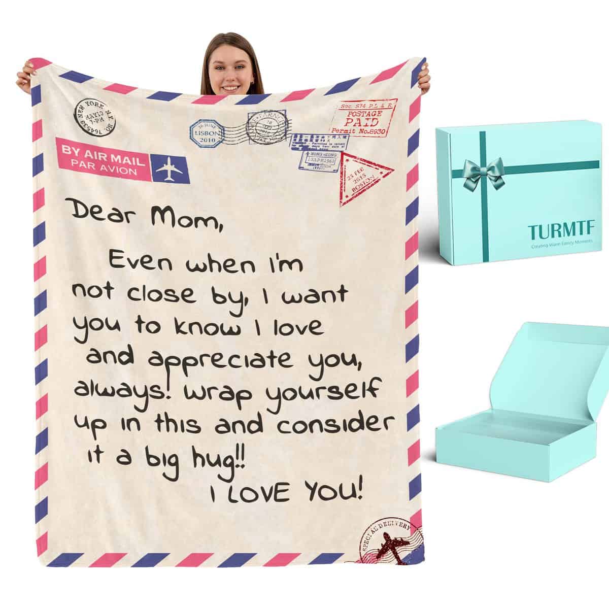 TURMTF Gifts for Mom, Christmas Birthday Gifts for Mom, Blanket to My Mom Gift from Daughter Son, Best Mom Gifts, Mom Blanket 56 x71