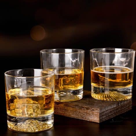 ZHOORQI 10 Oz Crystal Whiskey Glass Set of 3, Personalized Gift for Men, Includes Box. Ideal for Scotch, Rum, Vodka.