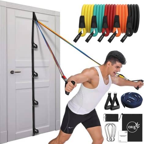 ORKbiz Resistance Bands – Door Anchor Strap, Upgraded 200lbs Tube Workout Bands, 14pcs Set for Men and Women.