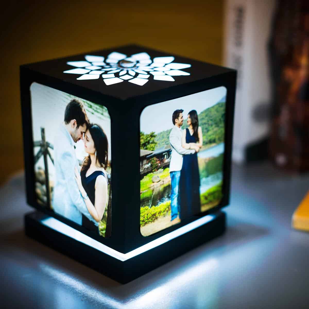 ZOCI VOCI Personalised Gifts - Nostalgia Photo Rotating Lamps | LED Photo Frames | Anniversary & Birthday Gifting Ideas for Wife Special, Husband & Couples | Home Decor & Unique Gift