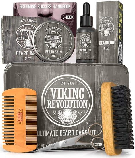 Viking Revolution’s Men’s Beard Grooming Set – in a Sleek Metal Box