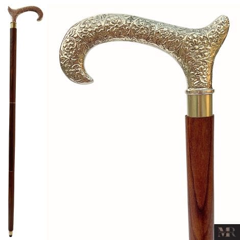 Medieval-inspired walking sticks with brass handle – Budget-friendly decorative gift canes for all ages.