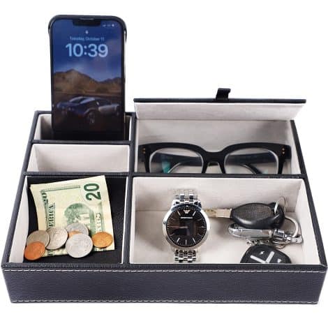 Zcaukya Dresser Watch Box: Organize and display men’s jewelry and watches with multiple compartments.