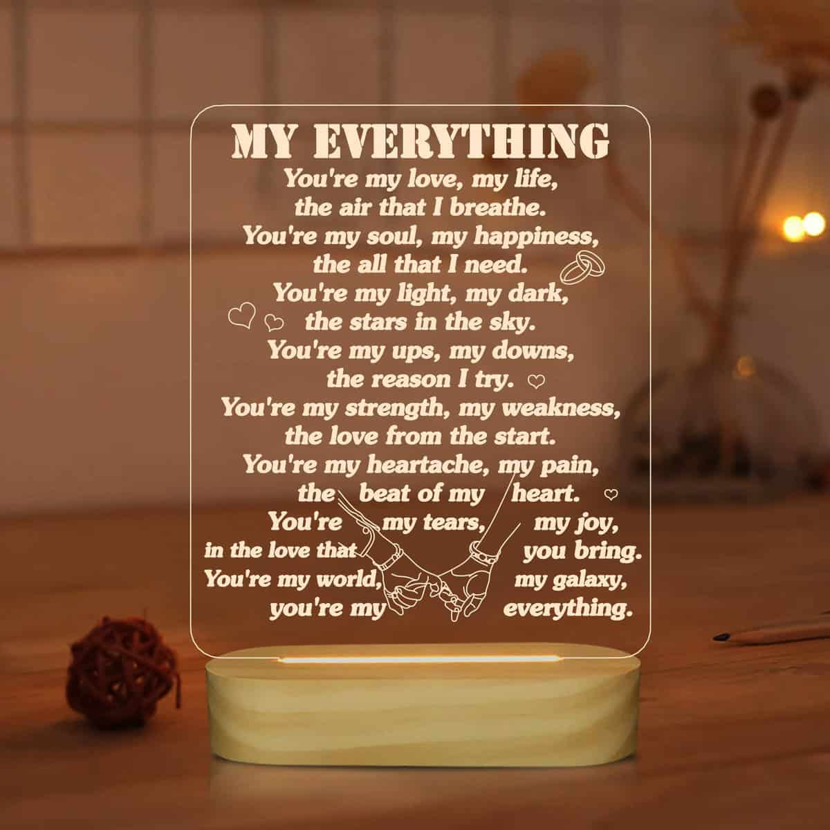 Sulfar 3D Illusion Lamp I Love You Night Light You are My Everything Gifts for Wife Husband Anniverysary Birthday Valentines Day