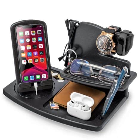 Wooden swivel docking station – a versatile and stylish organizer for your essentials – perfect gift!