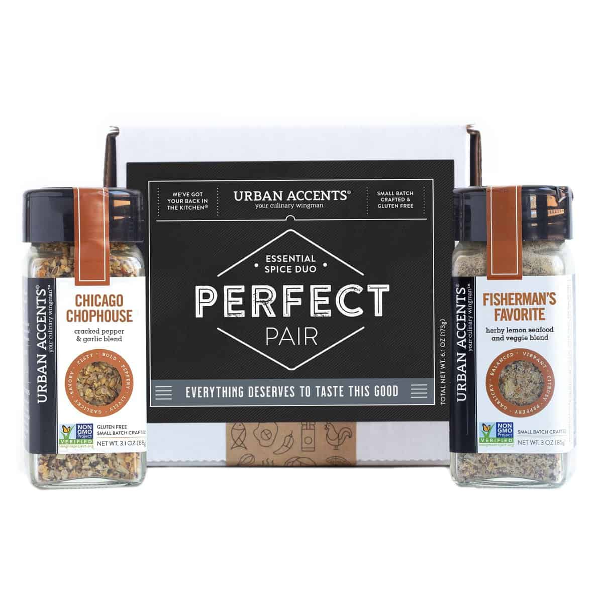 Urban Accents PERFECT PAIR, Essential Gourmet Spices Gift Set (Set of 2) - Two All Natural Versatile Spice Blends Perfect for any Meal- Great Gift for Weddings, Housewarmings or Any Occasion