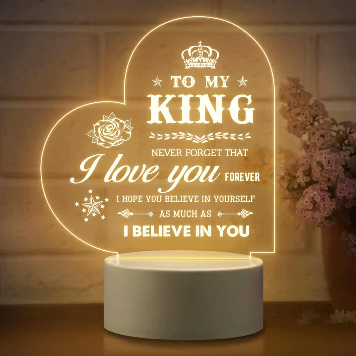 Husband Gifts, Christmas Gifts for Husband, Valentine's Day Gifts for Him - to My King Night Light - Boyfriend Birthday Gift Ideas, Romantic Anniversary Wedding Gifts for Him Boyfriend Husband