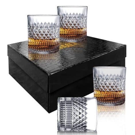 Set of 4 Msaaex Whiskey Glasses for Men, perfect for enjoying Scotch, Bourbon, Liquor, and Cocktails.