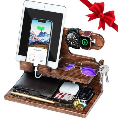 Grogife Wood Bedside Organizer – Perfect Mother’s Day, Birthday, and Anniversary Gifts for Men and Women.