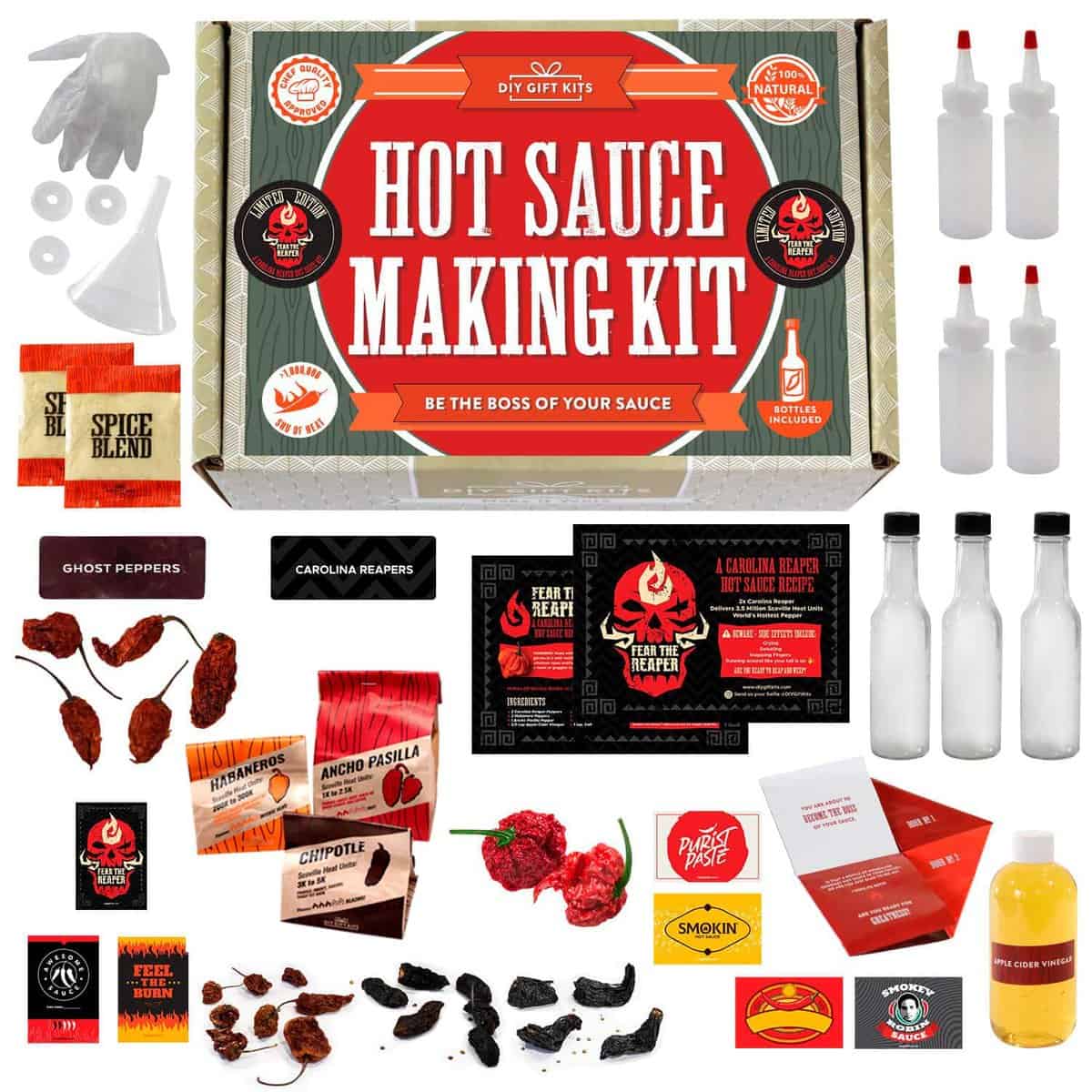 DIY Gift Kits The Original Carolina Reaper Hot Sauce Making Kit | All-Inclusive Set to Make The World's Hottest Hot Sauce! 2,000,000 Scoville Units from Premium Ingredients! All Ingredients &