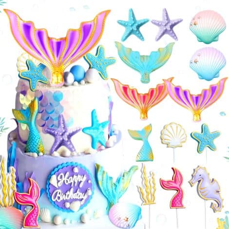 “Exquisite Mermaid Cake Decorations: JeVenis Mermaid Tail Topper for Birthday, Bachelorette and Party Celebrations.”