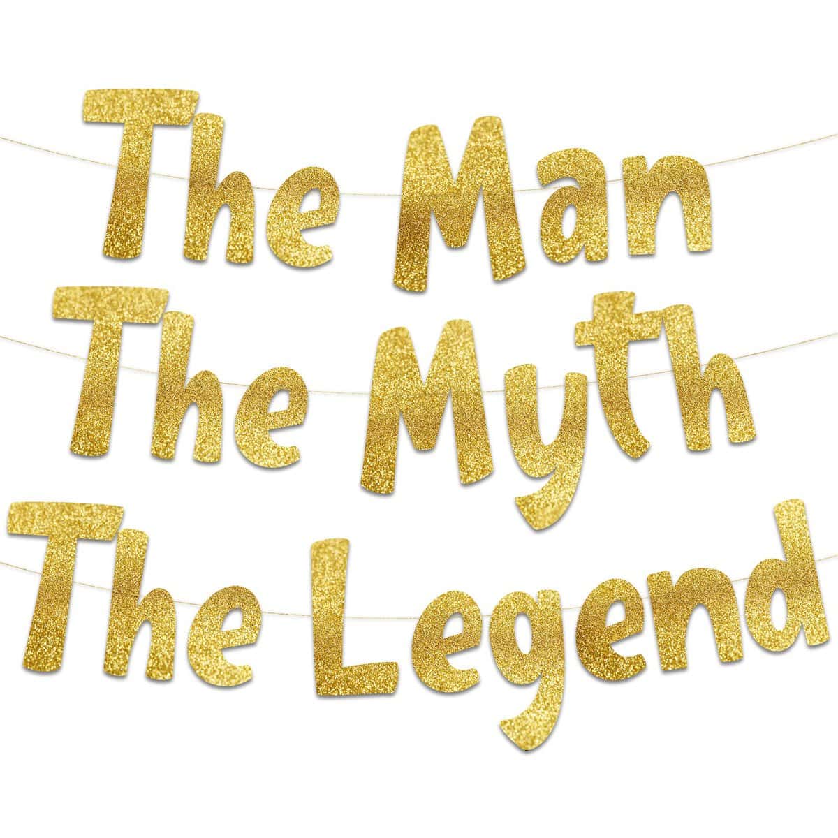 The Man The Myth The Legend Gold Glitter Banner Mens Birthday, Bachelor Party, Retirement Party Supplies, Gifts And Decorations