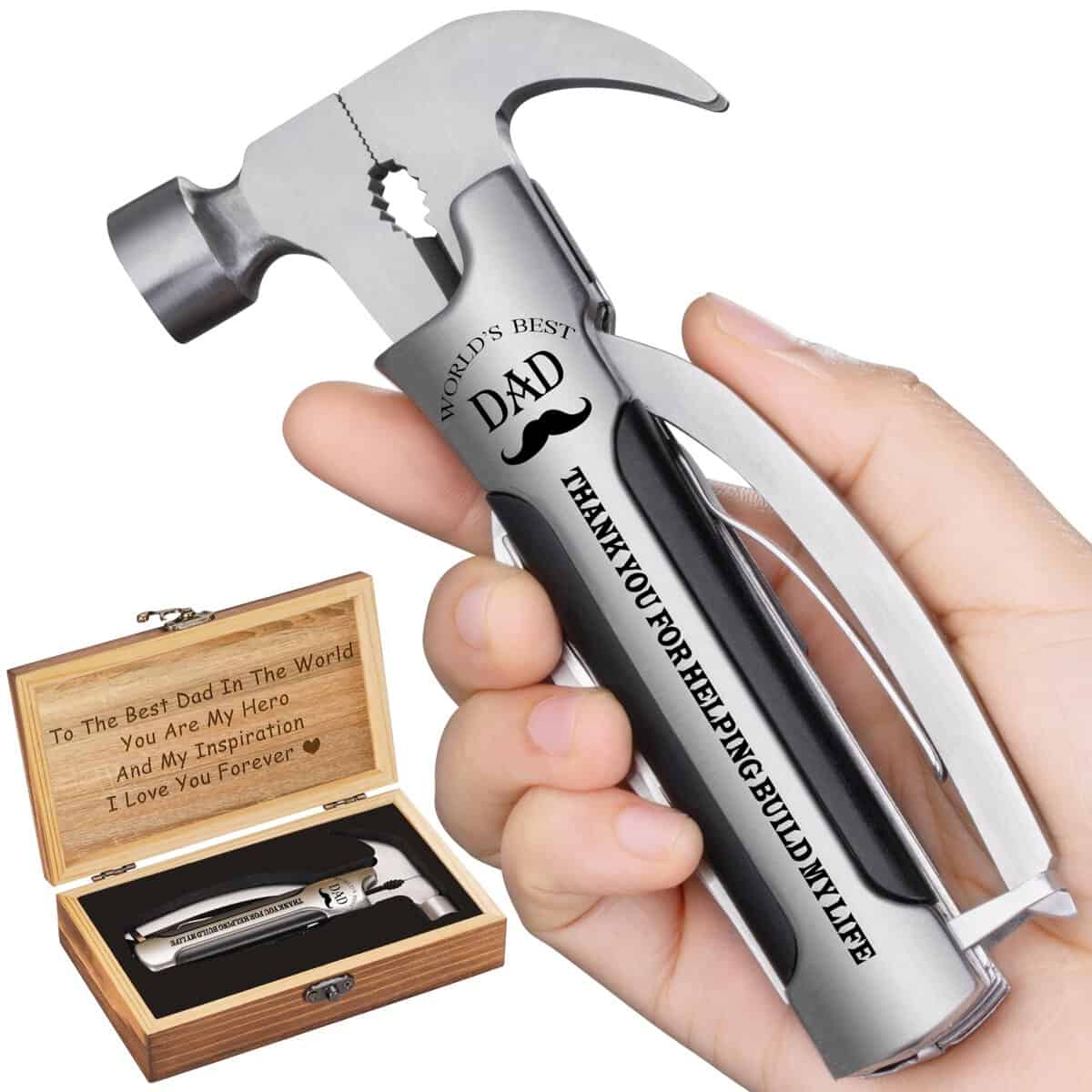 VEITORLD All in One Survival Tools Small Hammer Multitool, Gifts for Dad from Kids Valentines Day, Unique Birthday Gift Ideas for Dad Men Him from Daughter Son, Cool Gadgets Stocking Stuffers for Men