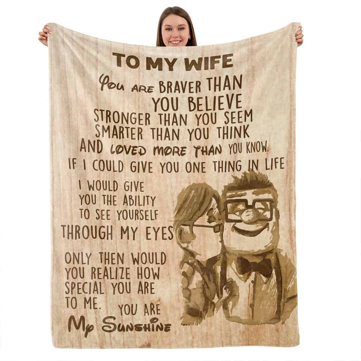 LSQ TURMTF to My Wife Flannel Blanket from Husband Christmas Birthday Personalization Gift Healing Thoughts Throws Blanket(to My Wife, from Husband)