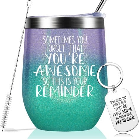 Nurforta You’re Awesome – Thank You Gift, Funny Birthday Cup for Women, Men, Coworkers – Glitter Tumbler