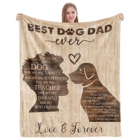 Gifts for dog-loving fathers: Restlusk Dog Dad Blanket – Perfect Christmas gift for dog owners and enthusiasts.