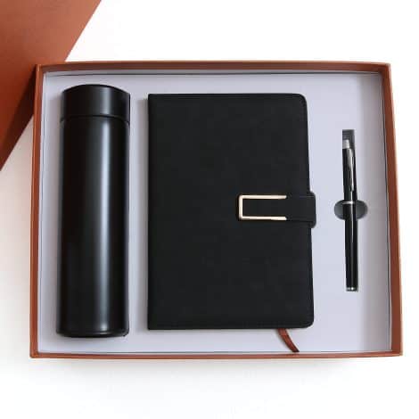 Crescent Arch Deluxe Gift Box: Stylish Office Set for Men and Women – Notebook, Pen, Stainless Steel Bottle. Perfect Business Gift.