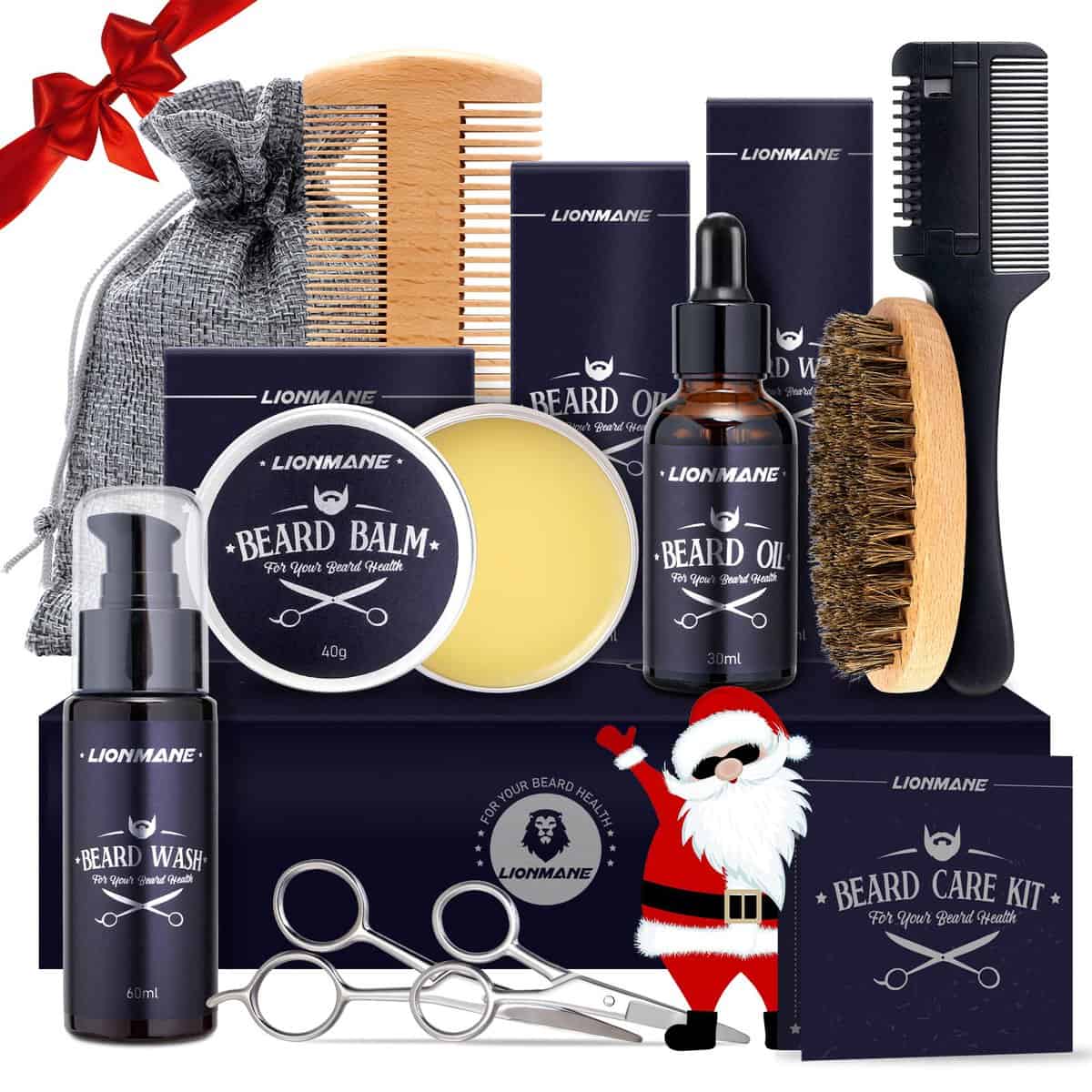 Lionmane Beard Care Father's Day Gifts Kit for Men, Beard Mustache Grooming Kit-Beard Balm, Beard Wash, Beard Oil, Brush, Scissors, Birthday Anniversary Daily Gifts for Husband/Boyfriend/Dad/Him