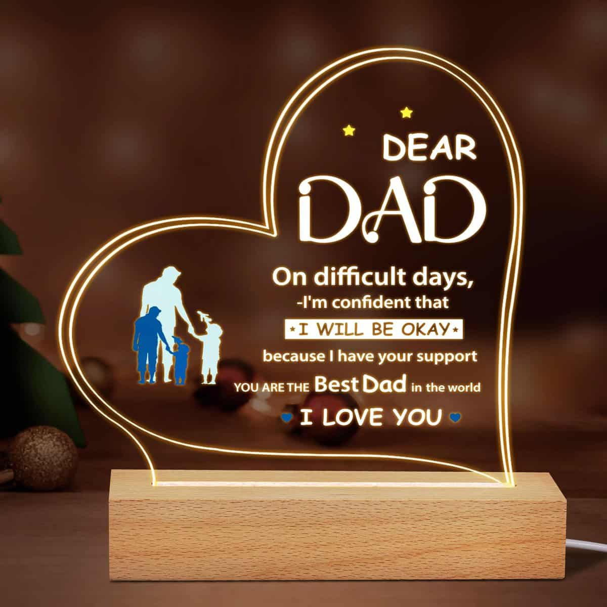 LUXHOMY Birthday Gifts for Dad, Father's Day Gifts from Daughter Son, Acrylic Engraved Lamp Night Light Dad Gifts, Unique Christmas Gifts for Dad, Night Lamp Birthday Present Thanksgiving Day for Men