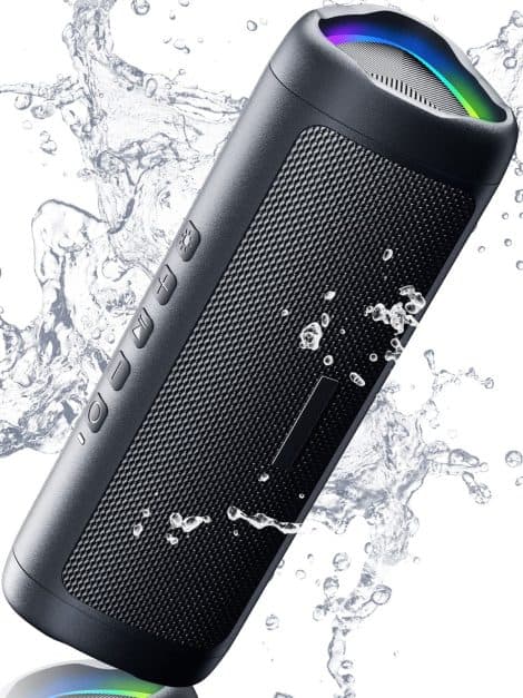 Waterproof Bluetooth Speaker with High Definition Sound, 24-hour Playtime, TWS Pairing, Portable Wireless Speaker for Home, Parties, Outdoors, Beach. Ideal Gift. (Black)