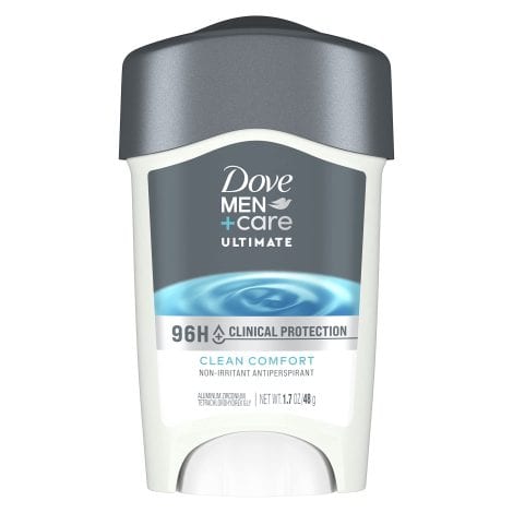 Dove Men+Care Clinical Protection – 72-Hour Sweat and Odor Defense – Clean Comfort Antiperspirant, 1.7 oz