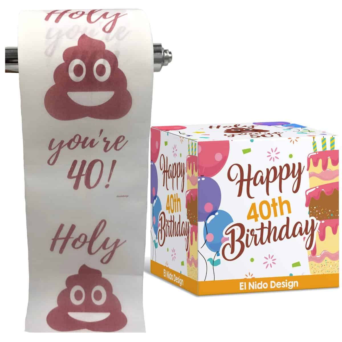 40th Birthday Toilet Paper - Happy birthday toilet paper prank– Funny 40th birthday gifts for men and women– best friend birthday gifts– Novelty Toilet paper roll gag gifts – 3 Ply (40th Birthday)