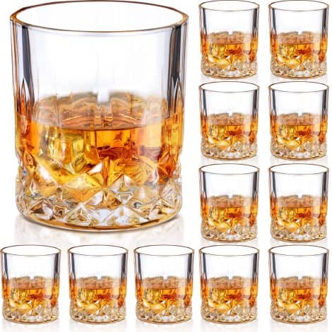 12-pack Classic Whiskey Glasses 10 oz – Perfect for Bourbon, Cocktails, and Liquor. Ideal gift for Home Bar.