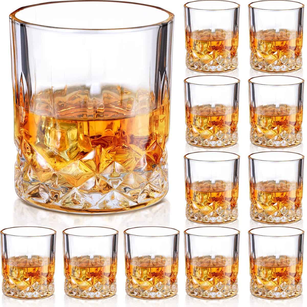 12 Pieces Old Fashioned Whiskey Glasses 10 oz Bourbon Glass Cocktail Glasses Rocks Glasses for Whiskey Bourbon Liquor and Cocktail Drinks Gift for Men Women Home Bar