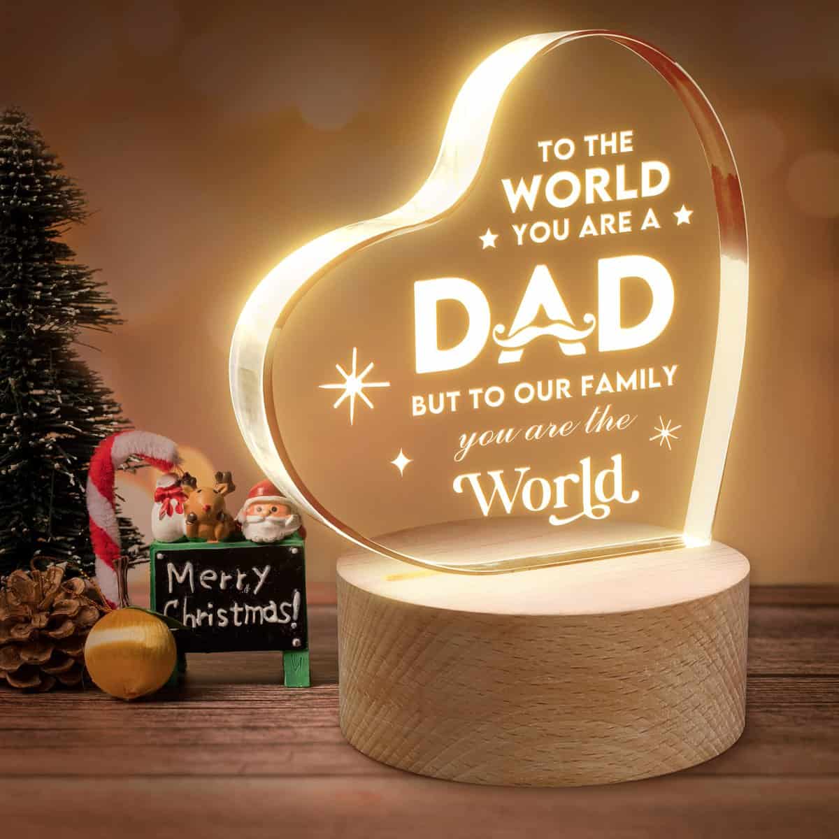 Elequaint Father's Day Gifts for Dad, Dad Birthday Gift, from Daughter Son, Fathers Thanksgiving Christmas Personalized Engraved Acrylic Night Light, Ideas, 3.9x3.9x5.3in (NXKD616)