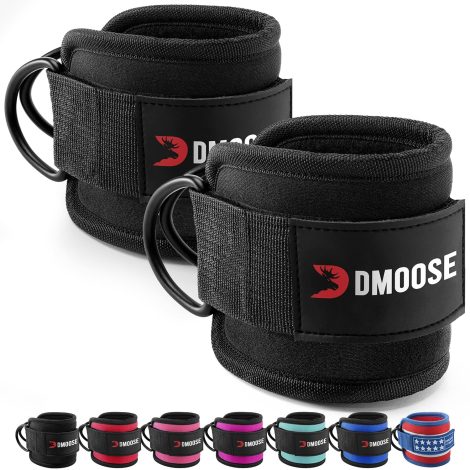 Durable and comfortable DMoose Fitness ankle straps for cable machines – perfect for glute workouts and leg extensions.