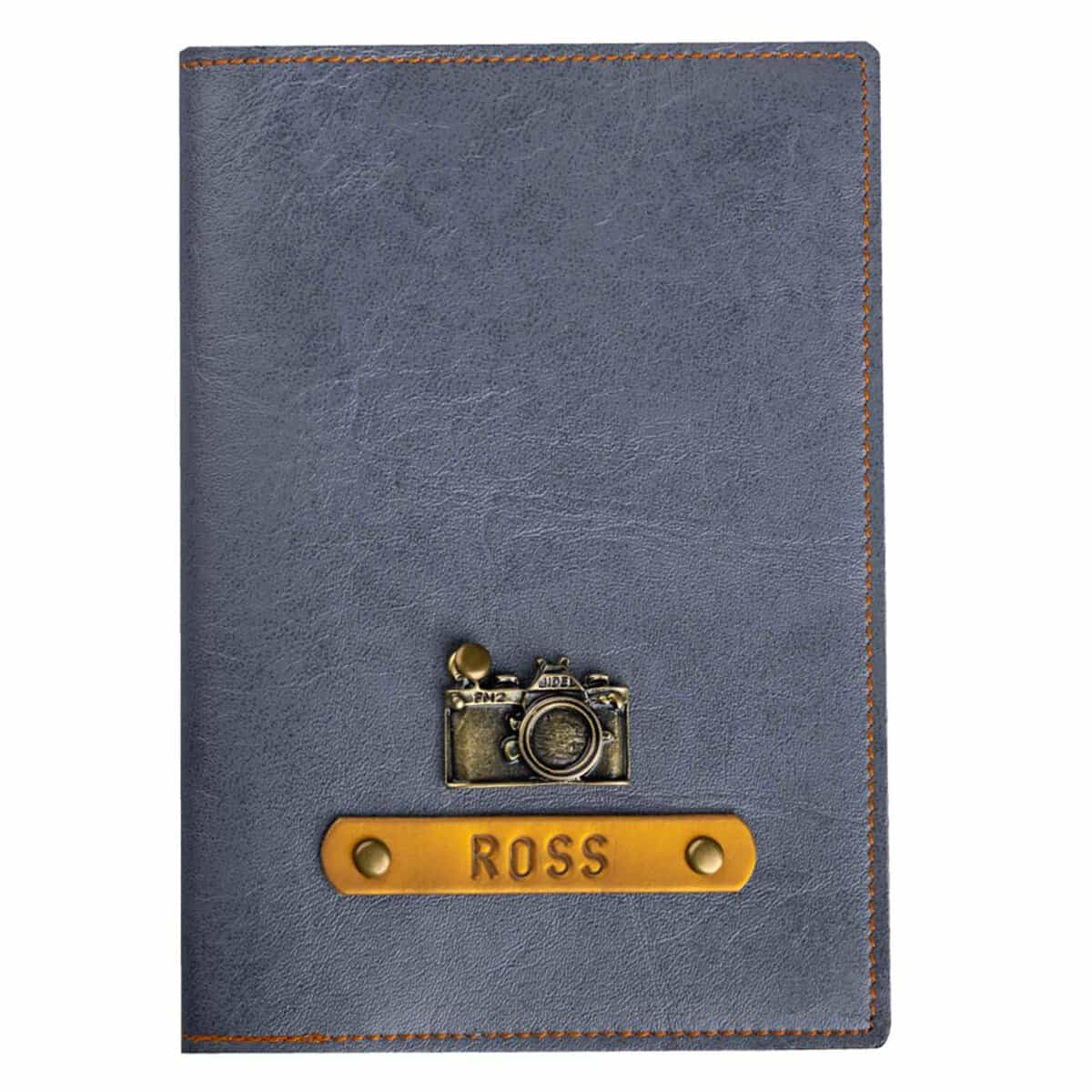 The Junket Passport Holder Travel Wallet Personalised Name, Unisex Passport cover, Best Travel Gifts for Men and Women (Grey)