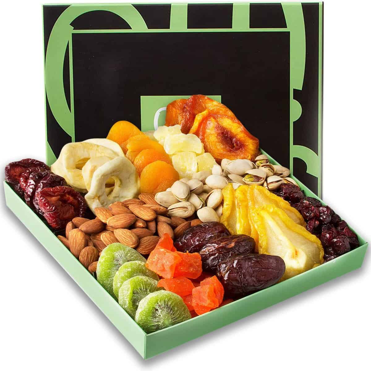 Nut and Dried Fruit Gift Basket - Prime Arrangement Platter- Assorted Nuts and Dried Fruits Holiday Snack Box - Birthday, Anniversary, Corporate Treat Box for Women, Men - Oh! Nuts