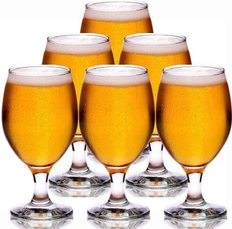 [3Diamonds] Clear beer glasses for men, 14 oz, freezer-safe beer mugs, glass handle, perfect pub stein gift for men – set of 6.