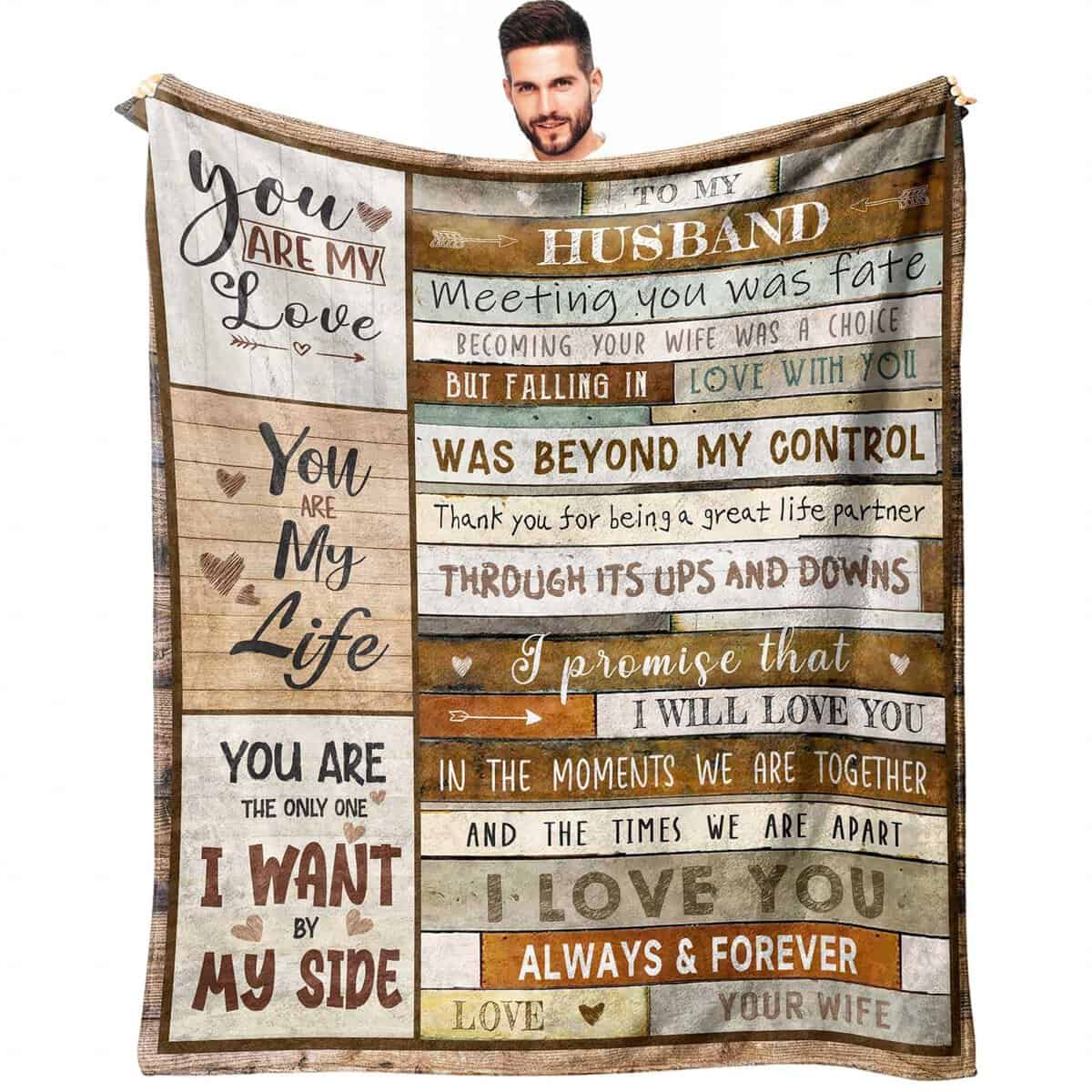 ZWERIVP Gifts for Husband from Wife - Husband Christmas Birthday Gift Ideas - Wedding Anniversary Romantic Gifts for Him - Husband Gifts for Him from Wife - to My Husband Xmas Gifts Blanket 50"X60"