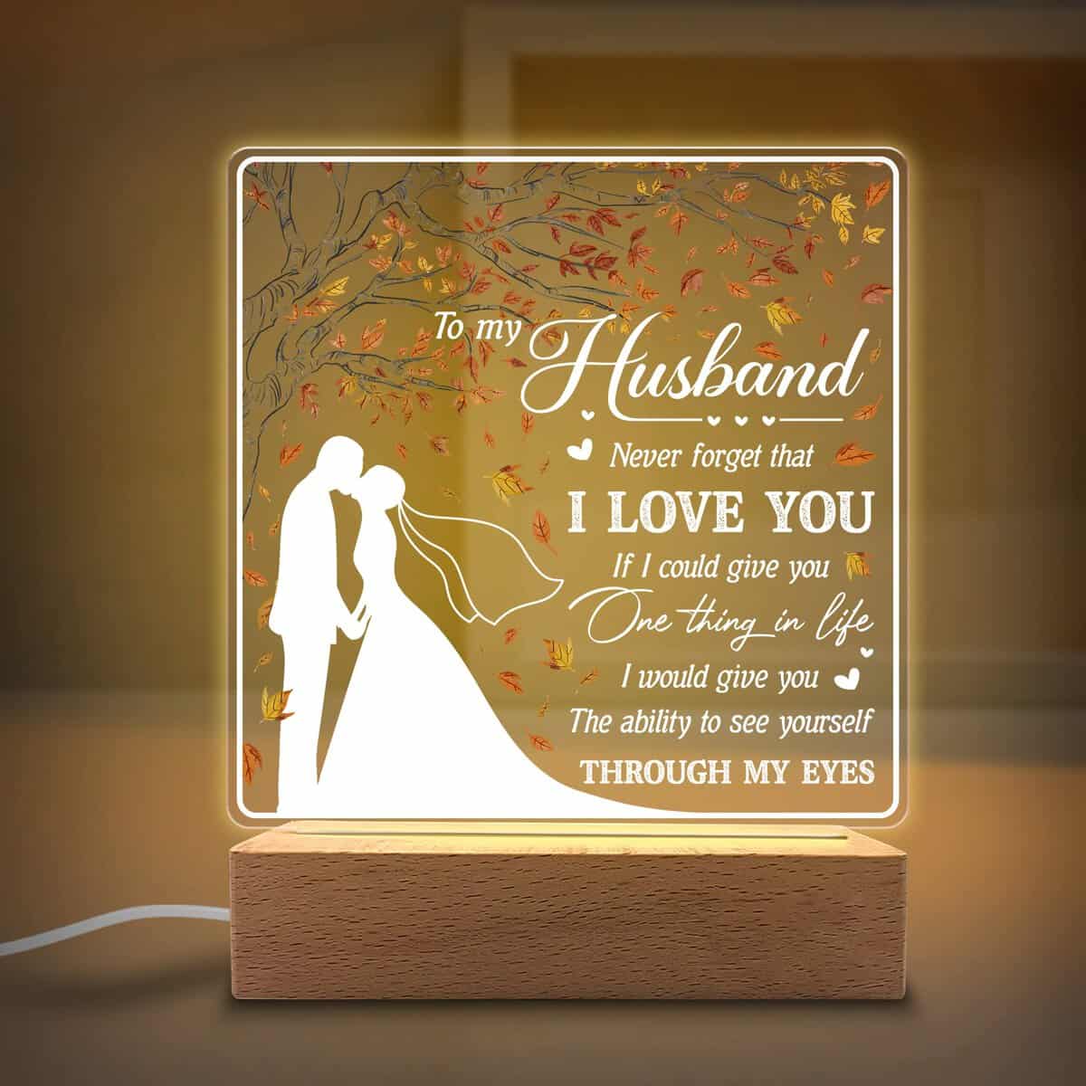 KITCHENVOY to My Husband I Love You Acrylic Night Light Gifts for Husband on Wedding, Anniversary, Valentine's Day, Christmas from Wife