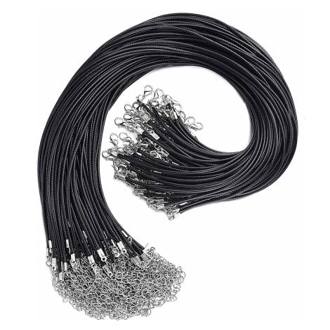 FENGCHUANG 40-Pack of Black Waxed Necklace Cords: DIY-ready leather chains for jewelry making, gifting, men and women.